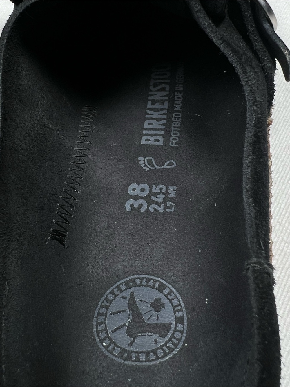 Birkenstock Suede Buckley clogs silver buckle cork footbed Black 38/US 7-7.7 - Picture 5 of 6